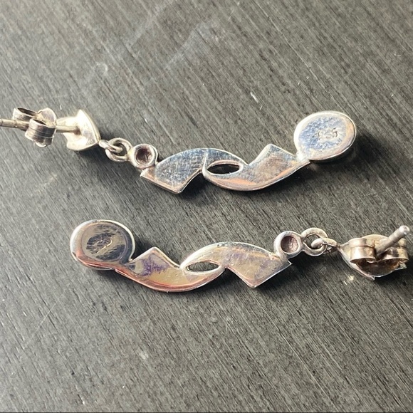 Vintage Sterling Silver Tiger Eye Drop Post Earrings - Picture 5 of 8